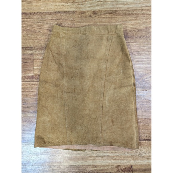 Tarazzia Dresses & Skirts - Tarazzia Minimialist Women's Tan Leather Pencil Skirt Size 7/8 Read